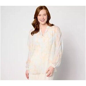 BEAUTIFUL By Lawrence Zarian Printed Dolman Sleeve Top Womens Size S Sheer